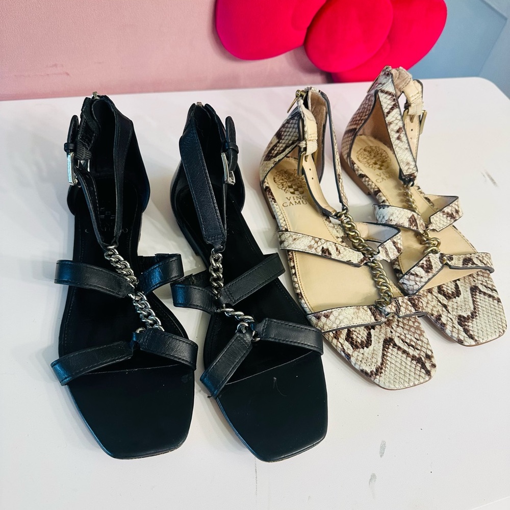 GLADIATOR SANDALS BUNDLE !! Women's Black Chain T-Strap Sandals